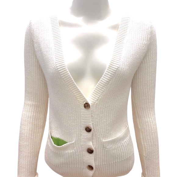Aeropostale Cream Colored Beige Knit Cardigan Long Sleeve Sweater Size Small Pet - Picture 1 of 11